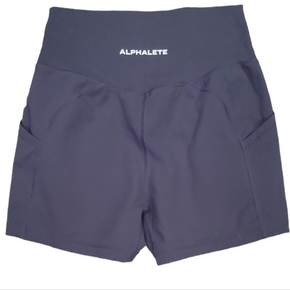 Alphalete Pants - Alphalete Blue/Grey Biker Shorts Size Medium